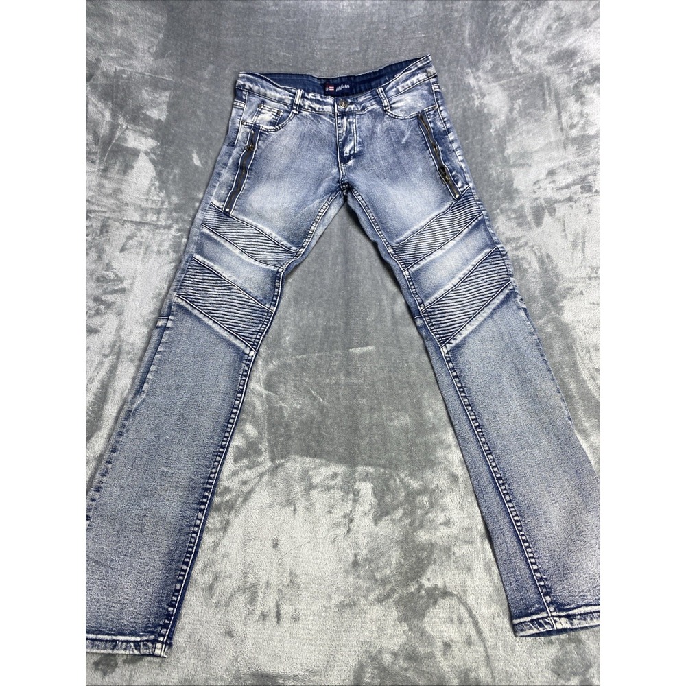 VTG Phat Farm Skinny Fit Stretch 32x32 Men Blue Jeans Baggy Moto Roll Hip hop